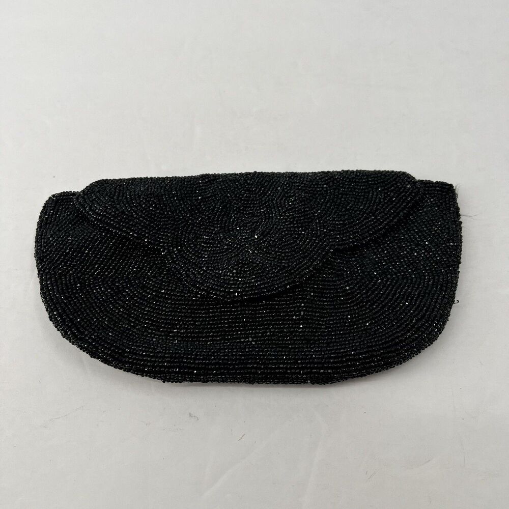 VTG Neusteters Stunning Black Beaded Clutch Evening Bag Purse Classy Cocktail